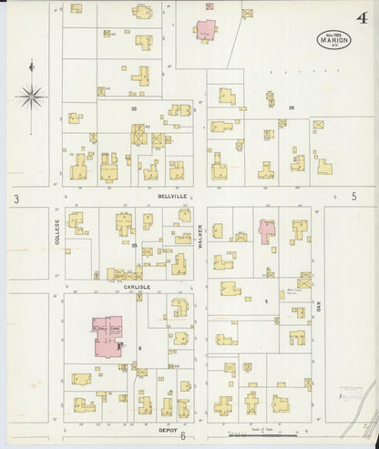 Sanborn Fire Insurance Map from Marion, Crittenden County, Kentucky (1905), Sheet #0004 - Complete Map Set gallery image, historic Sanborn map, vintage wall art, Kentucky Kentucky
