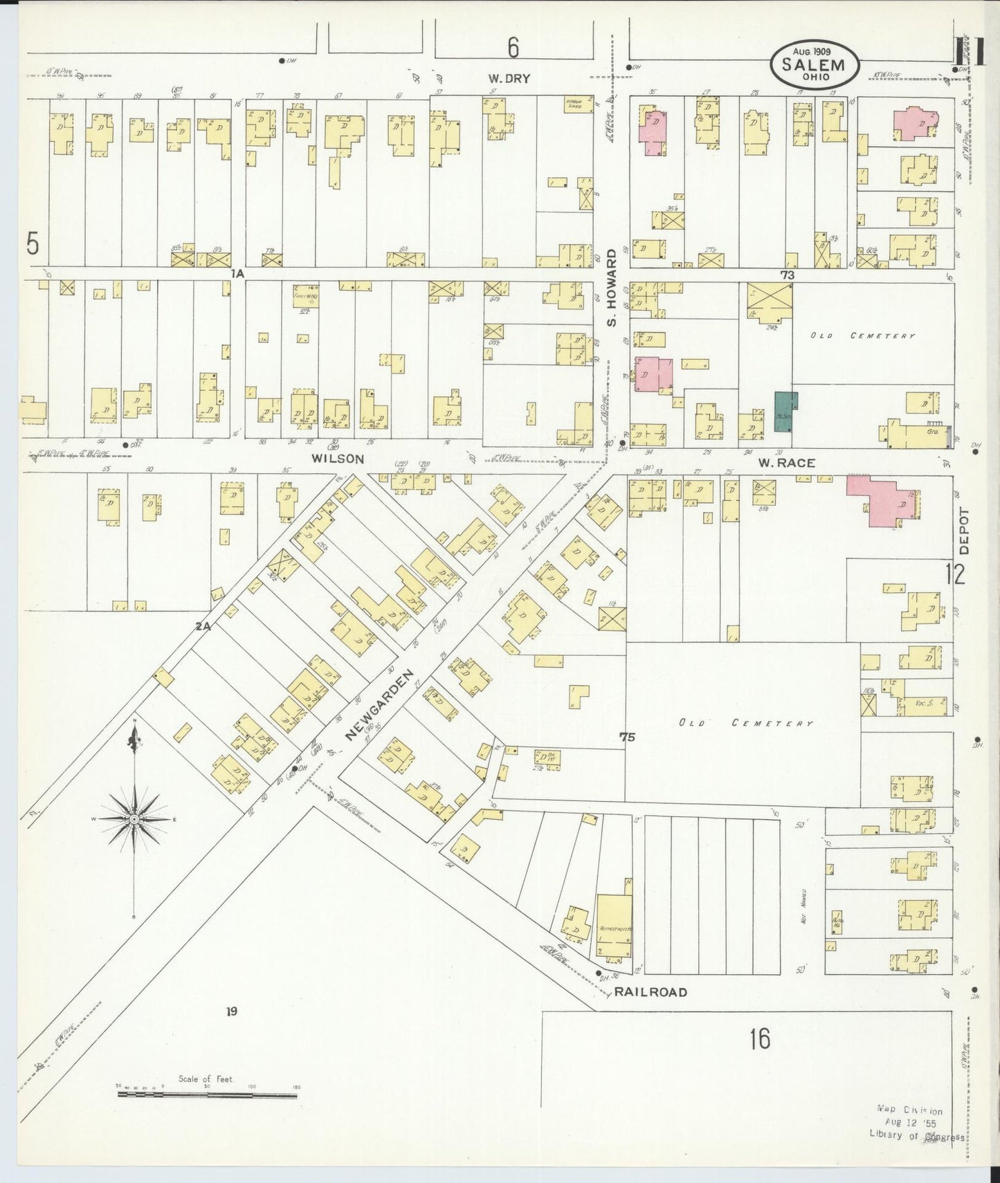 Sanborn Fire Insurance Map from Salem, Columbiana County, Ohio (1909), Sheet #0011 - Complete Map Set gallery image, historic Sanborn map, vintage wall art, Ohio Ohio
