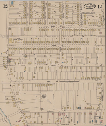 Sanborn Fire Insurance Map from Lyndhurst, Bergen County, New Jersey (1922), Sheet #0012 - Complete Map Set gallery image, historic Sanborn map, vintage wall art, New Jersey New Jersey