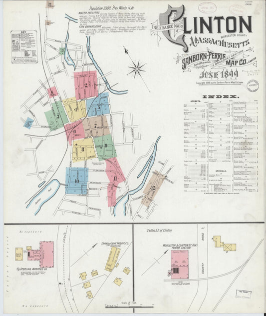 Sanborn Fire Insurance Map from Clinton, Worcester County, Massachusetts. (1899) – Historic Sanborn Fire Insurance Map Print