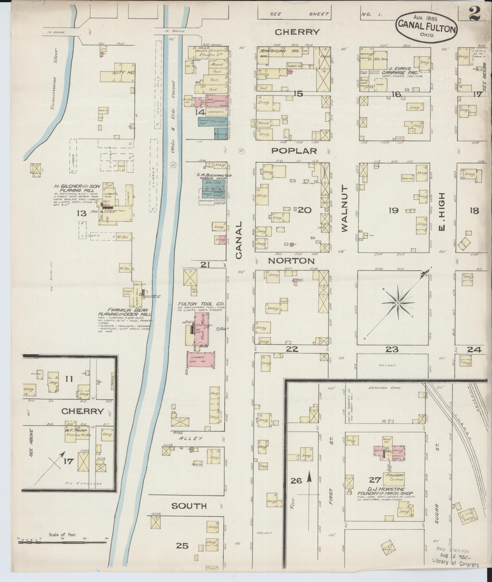 Sanborn Fire Insurance Map from Canal Fulton, Stark County, Ohio (1885), Sheet #0002 - Historic Sanborn Fire Insurance Map Print, vintage old map wall art, antique decor, genealogy gift, Ohio Ohio map