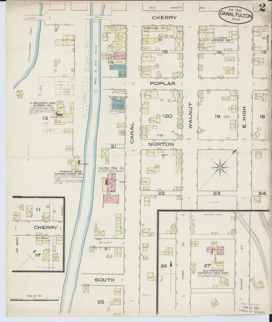 Sanborn Fire Insurance Map from Canal Fulton, Stark County, Ohio (1885), Sheet #0002 - Historic Sanborn Fire Insurance Map Print, vintage old map wall art, antique decor, genealogy gift, Ohio Ohio map