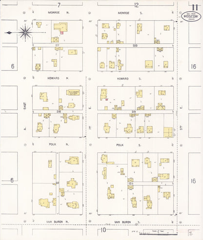 Sanborn Fire Insurance Map from Moscow, Latah County, Idaho (1909), Sheet #0011 - Complete Map Set gallery image, historic Sanborn map, vintage wall art, Idaho Idaho