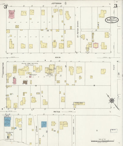 Sanborn Fire Insurance Map from Kerrville, Kerr County, Texas (1924), Sheet #0003 - Complete Map Set gallery image, historic Sanborn map, vintage wall art, Texas Texas