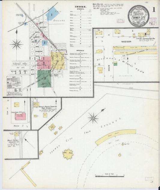 Sanborn Fire Insurance Map from Farmer City, De Witt County, Illinois (1906), Sheet #0001 - Complete Map Set gallery image, historic Sanborn map, vintage wall art, Illinois Illinois
