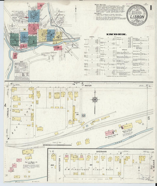 Sanborn Fire Insurance Map from Lisbon, Columbiana County, Ohio (1909), Sheet #0001 - Historic Sanborn Fire Insurance Map Print, vintage old map wall art, antique decor, genealogy gift, Ohio Ohio map