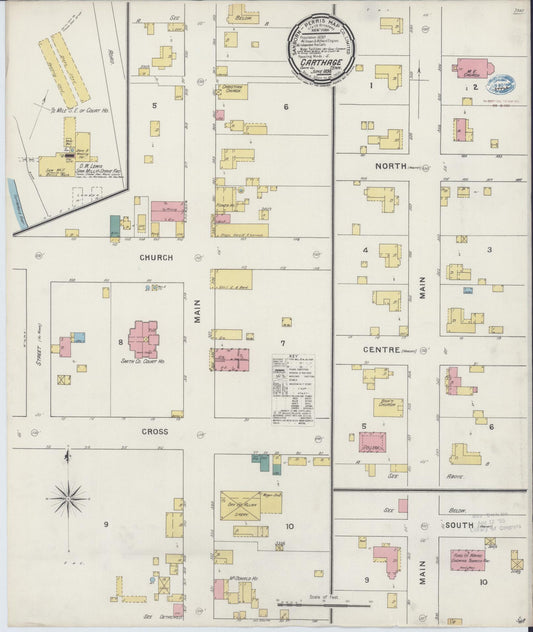 Sanborn Fire Insurance Map from Carthage, Smith County, Tennessee (1894), Sheet #0001 - Historic Sanborn Fire Insurance Map Print, vintage old map wall art, antique decor, genealogy gift, Tennessee Tennessee map