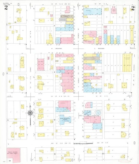 Sanborn Fire Insurance Map from Milford, Dickinson County, Iowa (1949), Sheet #0002 - Historic Sanborn Fire Insurance Map Print, vintage old map wall art