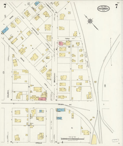 Sanborn Fire Insurance Map from Kissimmee, Osceola County, Florida (1926), Sheet #0007 - Complete Map Set gallery image, historic Sanborn map, vintage wall art, Florida Florida