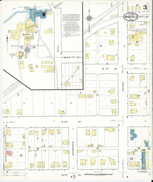 Sanborn Fire Insurance Map from Winfield, Cowley County, Kansas (1918), Sheet #0003 - Historic Sanborn Fire Insurance Map Print, vintage old map wall art, antique decor, genealogy gift, Kansas Kansas map