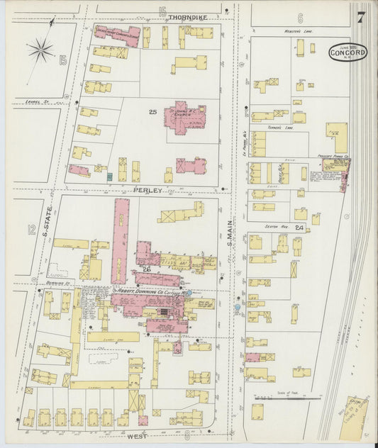 Sanborn Fire Insurance Map from Concord, Merrimack County, New Hampshire (1893), Sheet #0007 - Historic Sanborn Fire Insurance Map Print, vintage old map wall art, antique decor, genealogy gift, New Hampshire New Hampshire map