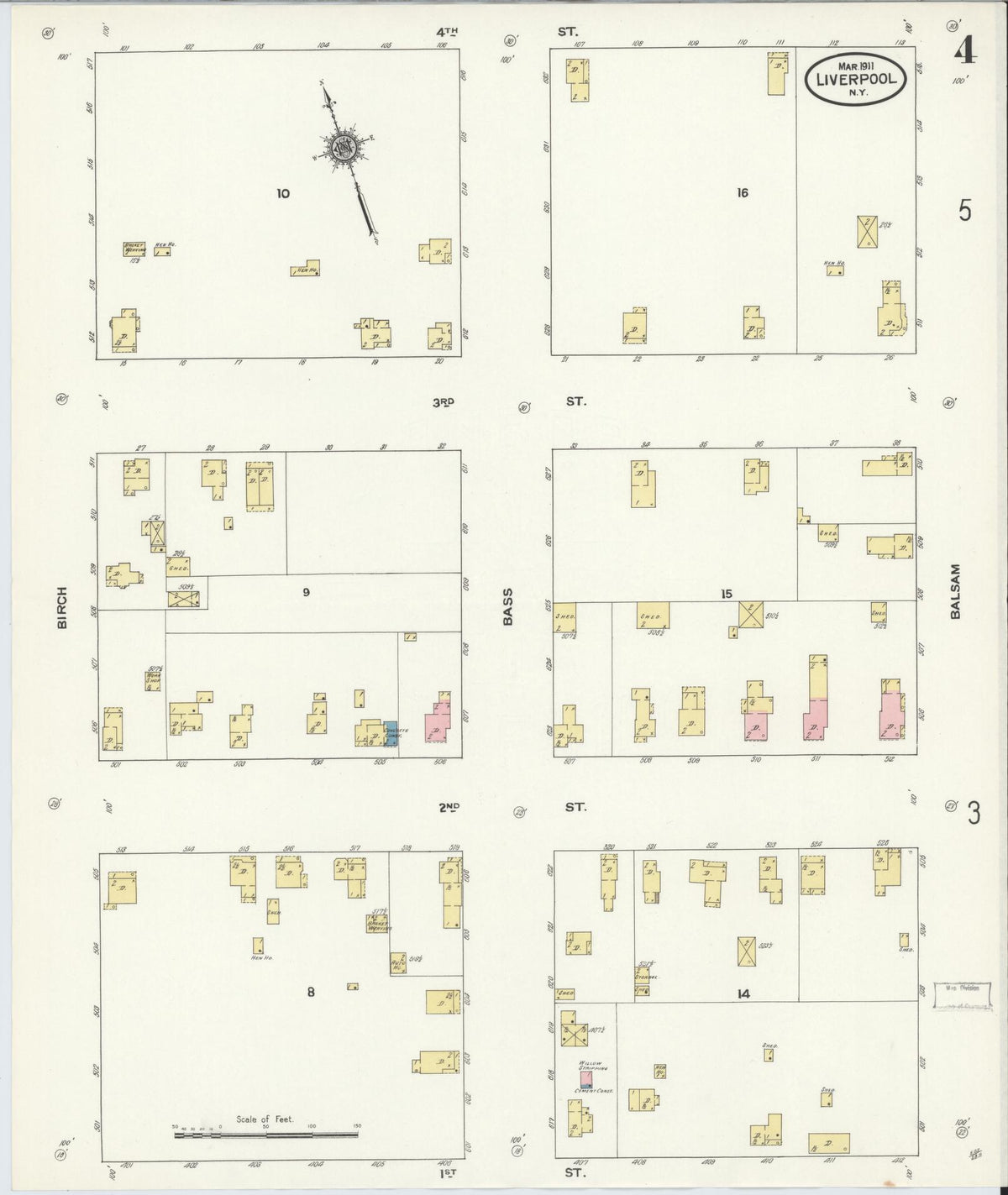 Sanborn Fire Insurance Map from Liverpool, Onondaga County, New York (1911), Sheet #0004 - Complete Map Set gallery image, historic Sanborn map, vintage wall art, New York New York