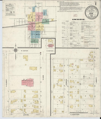 Sanborn Fire Insurance Map from Ada, Hardin County, Ohio (1910), Sheet #0001 - Historic Sanborn Fire Insurance Map Print, vintage old map wall art, antique decor, genealogy gift, Ohio Ohio map