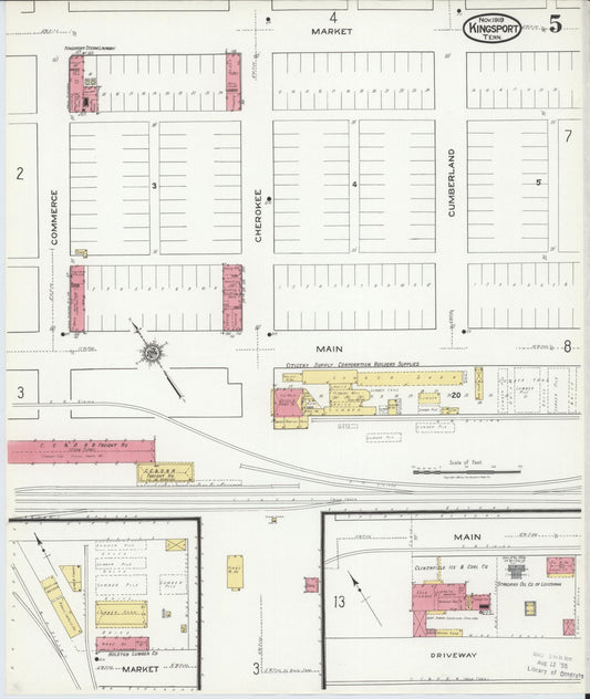 Sanborn Fire Insurance Map from Kingsport, Sullivan County, Tennessee (1919), Sheet #0005 - Historic Sanborn Fire Insurance Map Print, vintage old map wall art, antique decor, genealogy gift, Tennessee Tennessee map