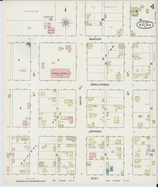 Sanborn Fire Insurance Map from Edina, Knox County, Missouri (1891), Sheet #0004 - Historic Sanborn Fire Insurance Map Print, vintage old map wall art, antique decor, genealogy gift, Missouri Missouri map