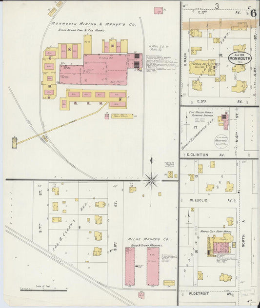Sanborn Fire Insurance Map from Monmouth, Warren County, Illinois (1898), Sheet #0006 - Historic Sanborn Fire Insurance Map Print, vintage old map wall art, antique decor, genealogy gift, Illinois Illinois map