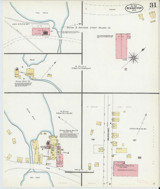 Sanborn Fire Insurance Map from Newburyport, Essex County, Massachusetts (1906), Sheet #0031 - Historic Sanborn Fire Insurance Map Print, vintage old map wall art, antique decor, genealogy gift, Massachusetts Massachusetts map