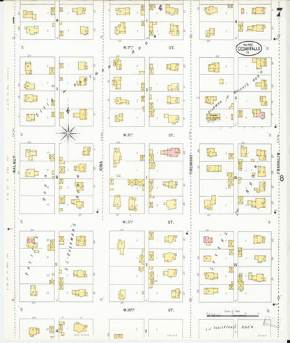 Sanborn Fire Insurance Map from Cedar Falls, Black Hawk County, Iowa (1900), Sheet #0007 - Historic Sanborn Fire Insurance Map Print