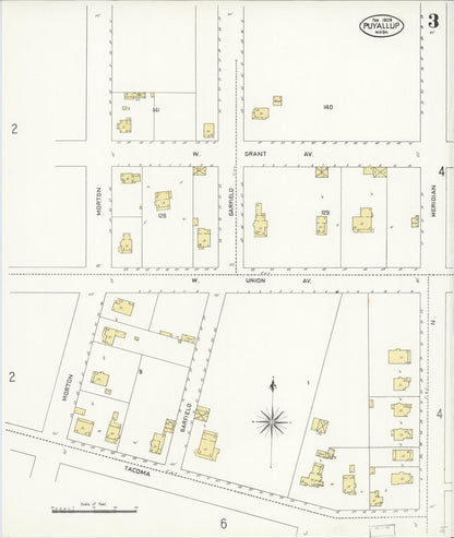 Sanborn Fire Insurance Map from Puyallup, Pierce County, Washington (1909), Sheet #0003 - Complete Map Set gallery image, historic Sanborn map, vintage wall art, Washington Washington