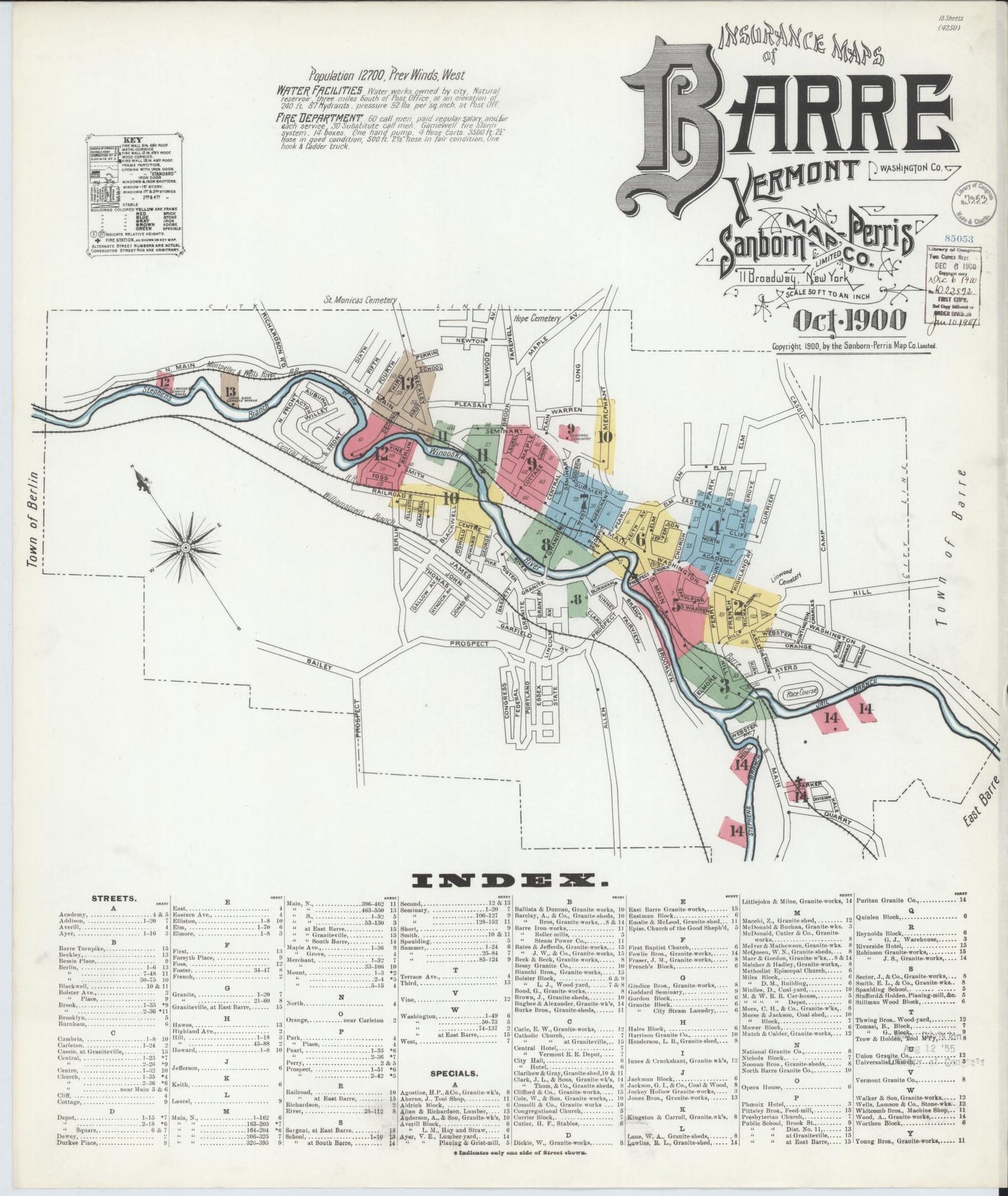 Sanborn Fire Insurance Map from Barre, Washington County, Vermont (1900), Sheet #0001 - Complete Map Set gallery image, historic Sanborn map, vintage wall art, Vermont Vermont