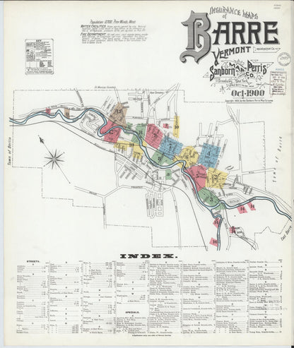Sanborn Fire Insurance Map from Barre, Washington County, Vermont (1900), Sheet #0001 - Complete Map Set gallery image, historic Sanborn map, vintage wall art, Vermont Vermont