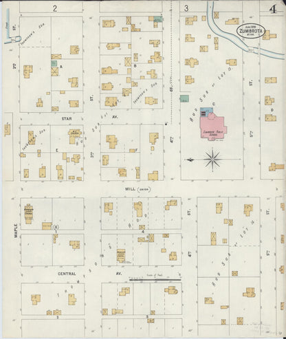 Sanborn Fire Insurance Map from Zumbrota, Goodhue County, Minnesota (1899), Sheet #0004 - Historic Sanborn Fire Insurance Map Print, vintage old map wall art, antique decor, genealogy gift, Minnesota Minnesota map