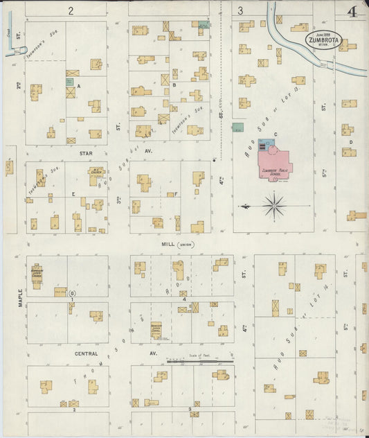 Sanborn Fire Insurance Map from Zumbrota, Goodhue County, Minnesota (1899), Sheet #0004 - Historic Sanborn Fire Insurance Map Print, vintage old map wall art, antique decor, genealogy gift, Minnesota Minnesota map