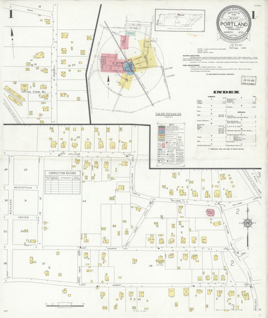 Sanborn Fire Insurance Map from Portland, Summer County, Tennessee (1933), Sheet #0001 - Complete Map Set gallery image, historic Sanborn map, vintage wall art, Tennessee Tennessee