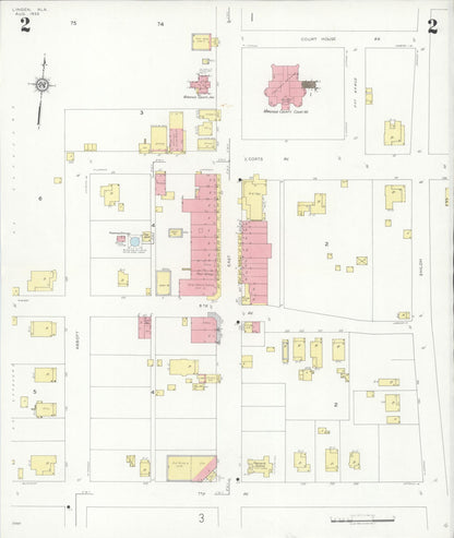 Sanborn Fire Insurance Map from Linden, Marengo County, Alabama (1933), Sheet #0002 - Complete Map Set gallery image, historic Sanborn map, vintage wall art, Alabama Alabama