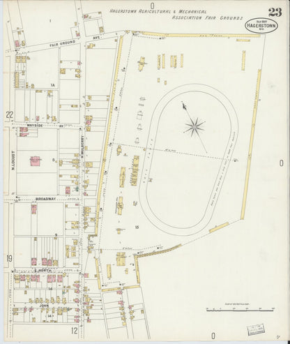 Sanborn Fire Insurance Map from Hagerstown, Washington County, Maryland (1897), Sheet #0023 - Complete Map Set gallery image, historic Sanborn map, vintage wall art, Maryland Maryland