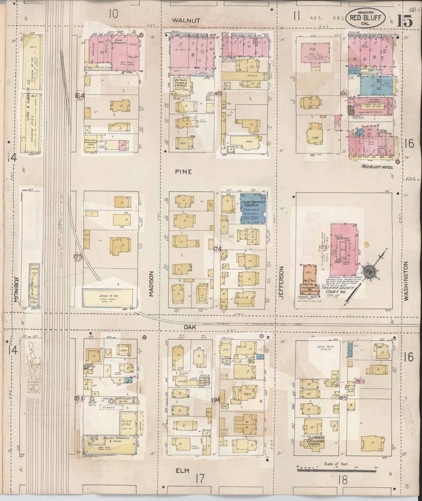 Sanborn Fire Insurance Map from Red Bluff, Tehama County, California (1949), Sheet #0015 - Complete Map Set gallery image, historic Sanborn map, vintage wall art, California California