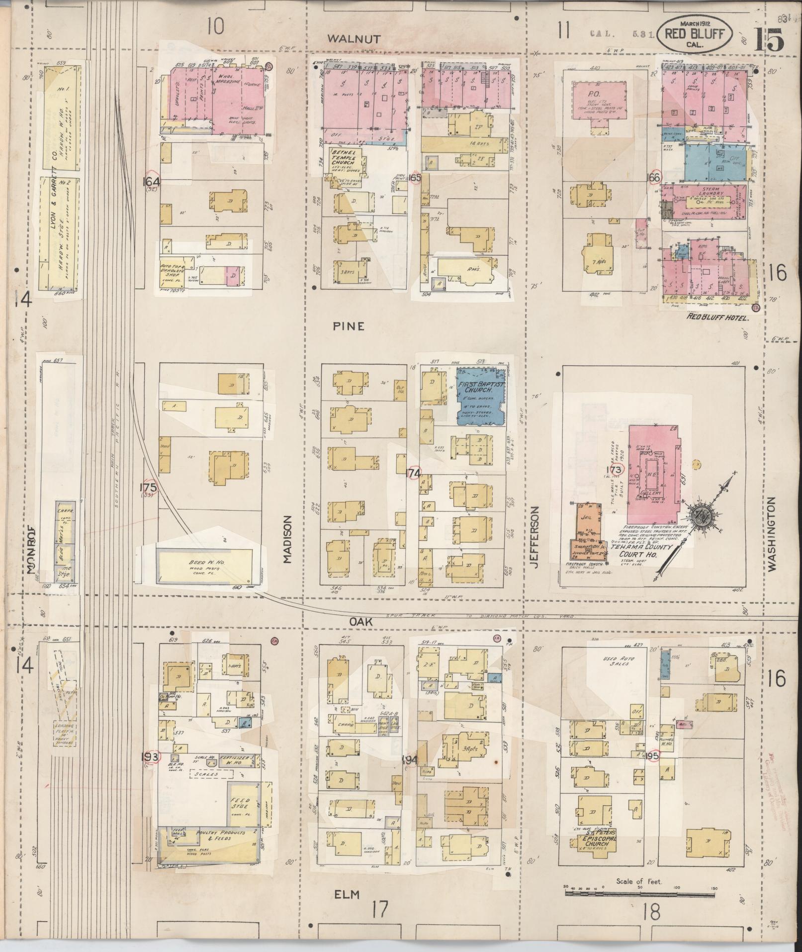 Sanborn Fire Insurance Map from Red Bluff, Tehama County, California (1949), Sheet #0015 - Complete Map Set gallery image, historic Sanborn map, vintage wall art, California California