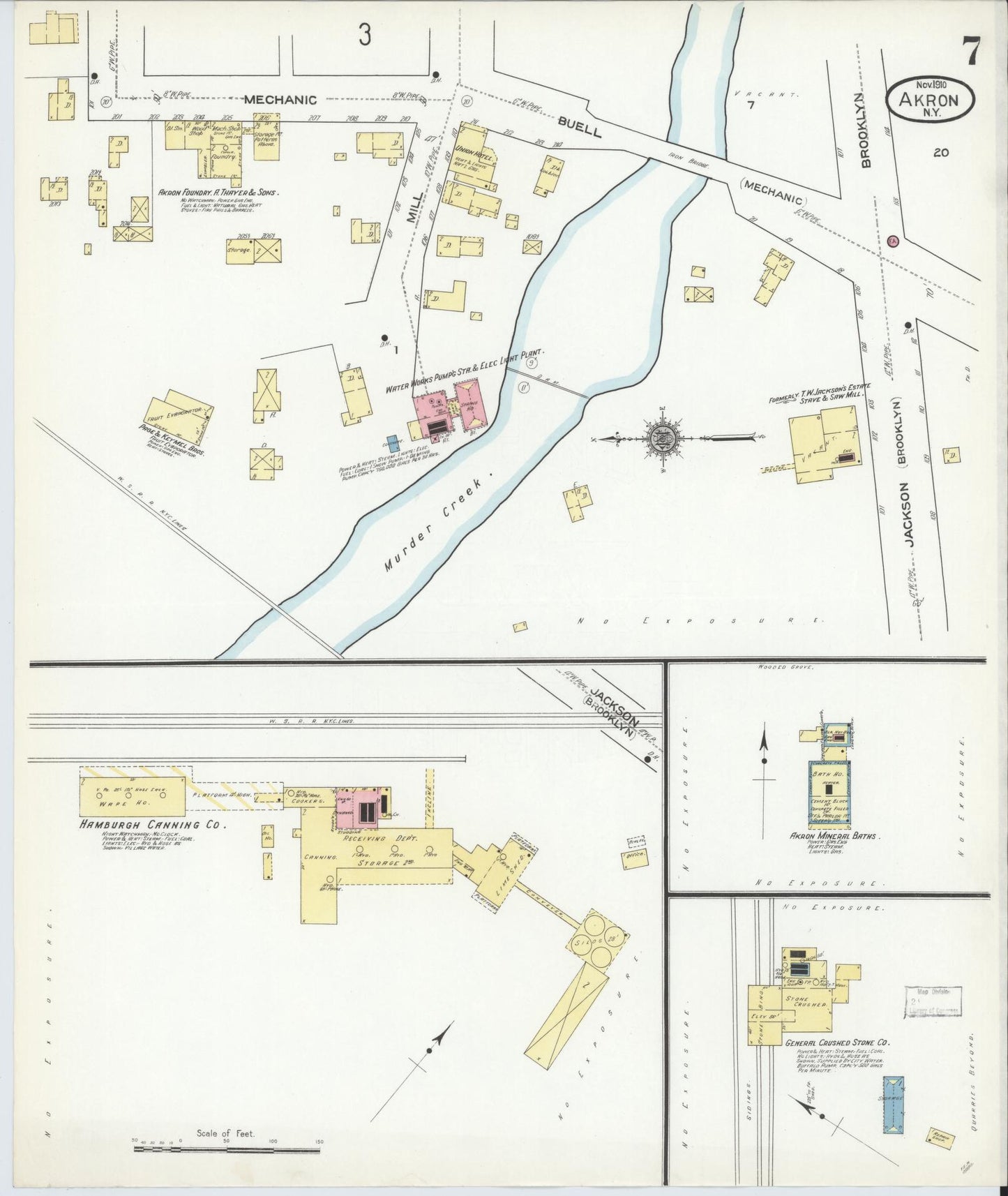 Sanborn Fire Insurance Map from Akron, Erie County, New York (1910), Sheet #0007 - Complete Map Set gallery image, historic Sanborn map, vintage wall art, New York New York