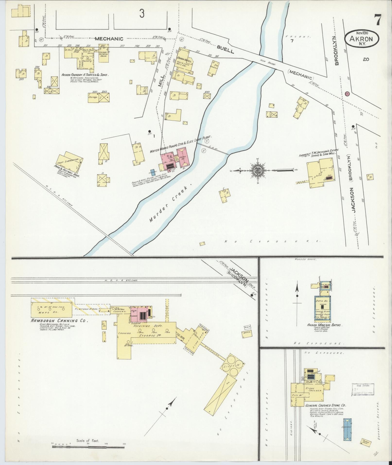 Sanborn Fire Insurance Map from Akron, Erie County, New York (1910), Sheet #0007 - Complete Map Set gallery image, historic Sanborn map, vintage wall art, New York New York