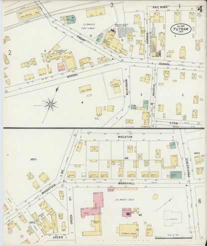 Sanborn Fire Insurance Map from Putnam, Windham County, Connecticut (1897), Sheet #0004 - Complete Map Set gallery image, historic Sanborn map, vintage wall art, Connecticut Connecticut