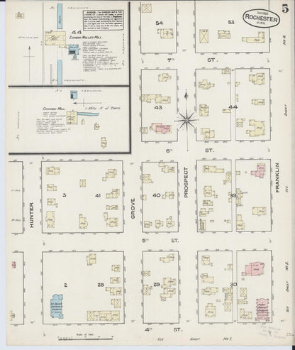 Sanborn Fire Insurance Map from Rochester, Olmsted County, Minnesota (1884), Sheet #0005 - Complete Map Set gallery image, historic Sanborn map, vintage wall art, Minnesota Minnesota