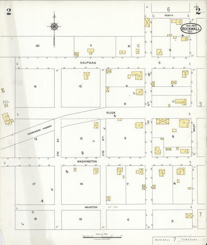 Sanborn Fire Insurance Map from Rockwall, Rockwall County, Texas (1923), Sheet #0002 - Complete Map Set gallery image, historic Sanborn map, vintage wall art, Texas Texas
