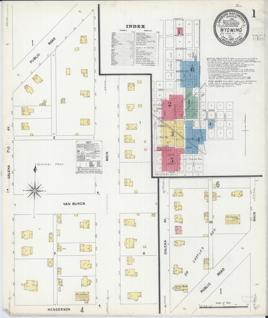 Sanborn Fire Insurance Map from Wyoming, Stark County, Illinois (1907), Sheet #0001 - Historic Sanborn Fire Insurance Map Print, vintage old map wall art, antique decor, genealogy gift, Wyoming Wyoming map
