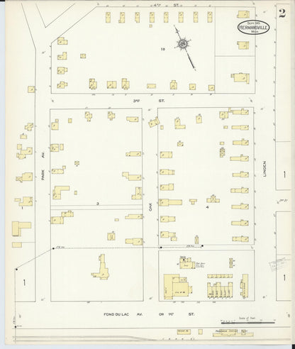 Sanborn Fire Insurance Map from Hermansville, Menominee County, Michigan (1913), Sheet #0002 - Complete Map Set gallery image, historic Sanborn map, vintage wall art, Michigan Michigan