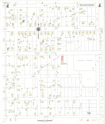 Sanborn Fire Insurance Map from Carthage, Hancock County, Illinois (1943), Sheet #0004 - Historic Sanborn Fire Insurance Map Print, vintage old map wall art, antique decor, genealogy gift, Illinois Illinois map