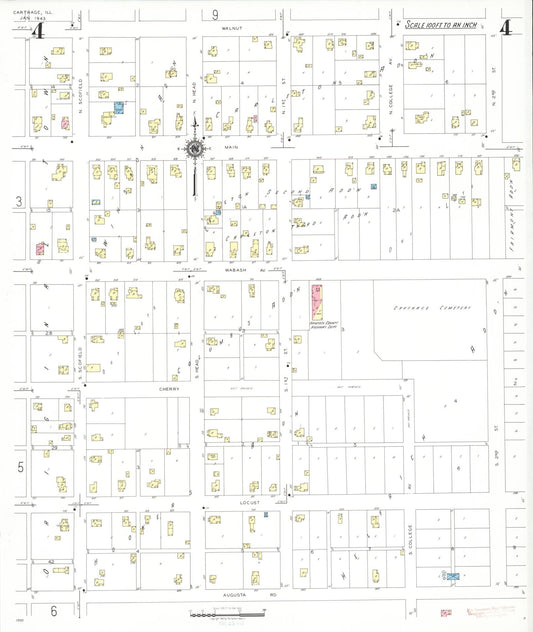 Sanborn Fire Insurance Map from Carthage, Hancock County, Illinois (1943), Sheet #0004 - Historic Sanborn Fire Insurance Map Print, vintage old map wall art, antique decor, genealogy gift, Illinois Illinois map