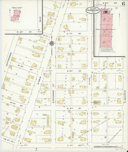 Sanborn Fire Insurance Map from Fairmount, Grant County, Indiana (1909), Sheet #0006 - Historic Sanborn Fire Insurance Map Print, vintage old map wall art, antique decor, genealogy gift, Indiana Indiana map