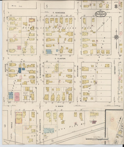 Sanborn Fire Insurance Map from Durand, Shiawassee County, Michigan (1944), Sheet #0008 - Complete Map Set gallery image, historic Sanborn map, vintage wall art, Michigan Michigan