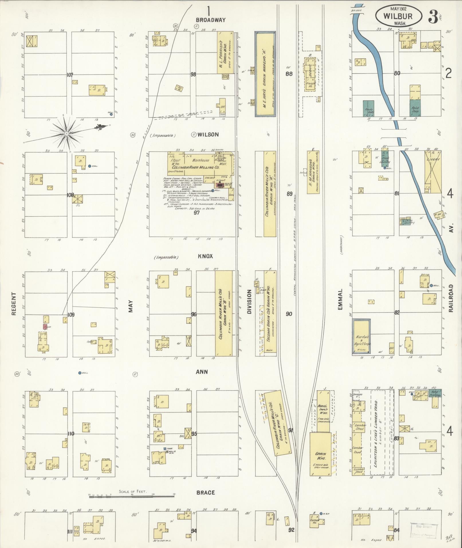 Sanborn Fire Insurance Map from Wilbur, Lincoln County, Washington (1902), Sheet #0003 - Complete Map Set gallery image, historic Sanborn map, vintage wall art, Washington Washington