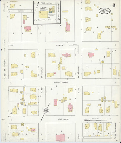 Sanborn Fire Insurance Map from Marshall, Clark County, Illinois (1912), Sheet #0006 - Historic Sanborn Fire Insurance Map Print, vintage old map wall art, antique decor, genealogy gift, Illinois Illinois map