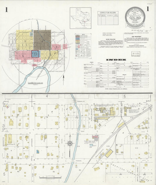 Sanborn Fire Insurance Map from Goliad, Goliad County, Texas (1934), Sheet #0001 - Complete Map Set gallery image, historic Sanborn map, vintage wall art, Texas Texas