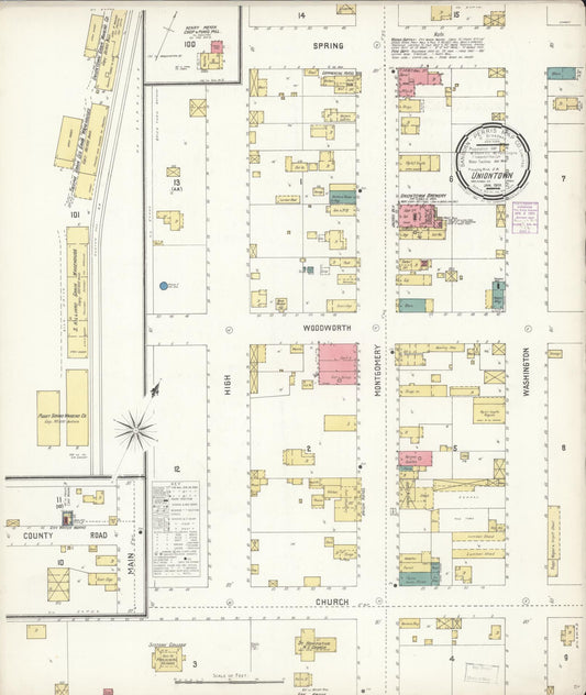 Sanborn Fire Insurance Map from Uniontown, Whitman County, Washington (1901), Sheet #0001 - Historic Sanborn Fire Insurance Map Print, vintage old map wall art, antique decor, genealogy gift, Washington Washington map