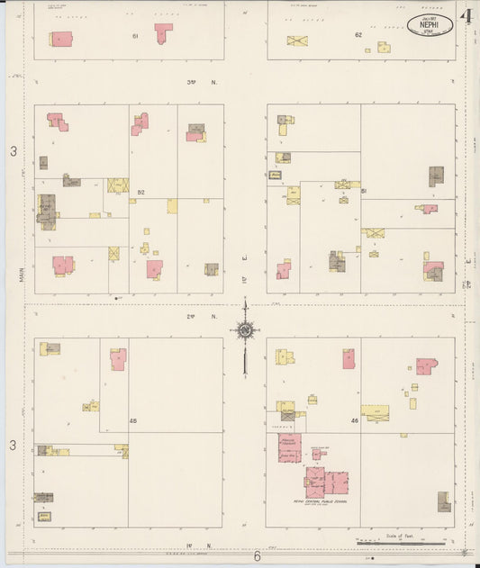 Sanborn Fire Insurance Map from Nephi, Juab County, Utah (1917), Sheet #0004 - Historic Sanborn Fire Insurance Map Print, vintage old map wall art, antique decor, genealogy gift, Utah Utah map