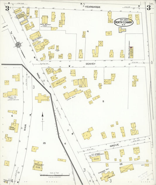 Sanborn Fire Insurance Map from North Conway, Carroll County, New Hampshire (1923), Sheet #0003 - Historic Sanborn Fire Insurance Map Print, vintage old map wall art, antique decor, genealogy gift, New Hampshire New Hampshire map