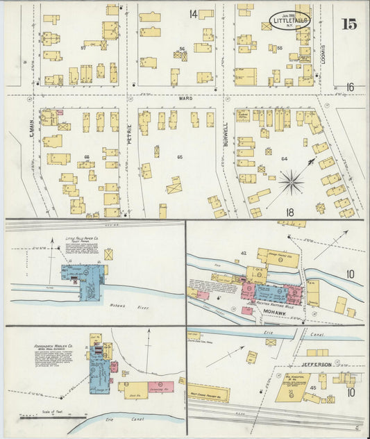 Sanborn Fire Insurance Map from Little Falls, Herkimer County, New York (1906), Sheet #0015 - Historic Sanborn Fire Insurance Map Print, vintage old map wall art, antique decor, genealogy gift, New York New York map